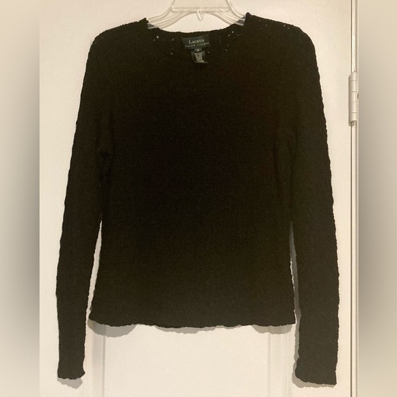 Lauren Ralph Lauren black open knit pullover sweater - Picture 1 of 5